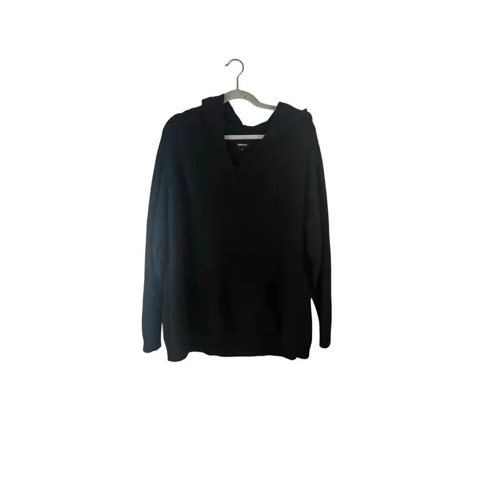 Torrid Black Hooded Pullover Sweater Size 3 - Picture 1 of 5
